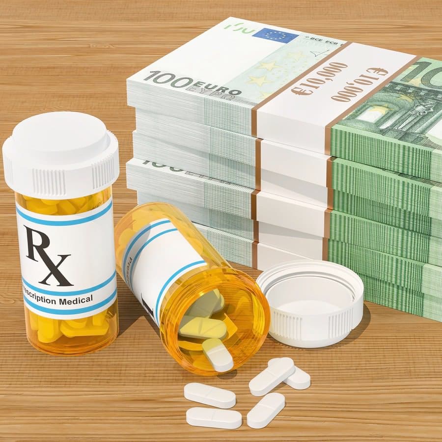 Drugs and Stack of money illustration