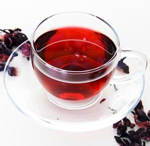 a cup of hot hibiscus tea