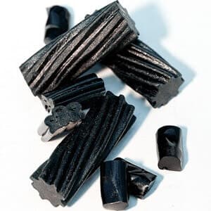 pieces of black licorice candy
