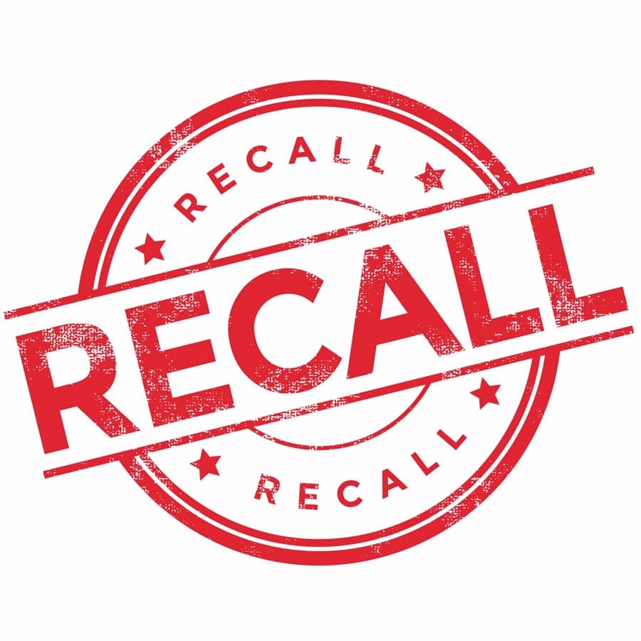 Recall stamp illustration isolated on white background.
