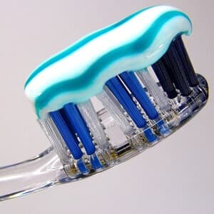 closeup of toothpaste on a toothbrush
