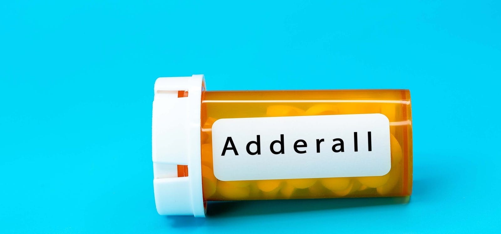 Adderall Medical vial with pills. Medical pills in orange Plastic Prescription. most popular medicine
