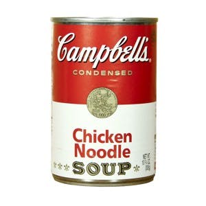 SPENCER WISCONSIN &#8211; JANUARY 27 2014 : can of Campbell&#8217;s Chicken Noodle Soup. Campbell&#8217;s is an american producer of canned soups and related products it was founded in 1869
