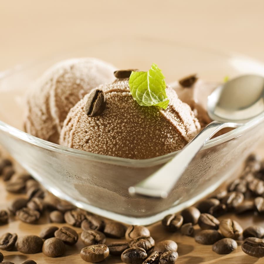 Fresh coffee ice cream close up shoot