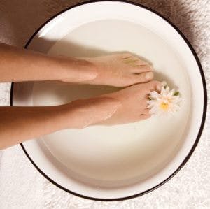 Foot bath at a day spa in a bowl feet soak
