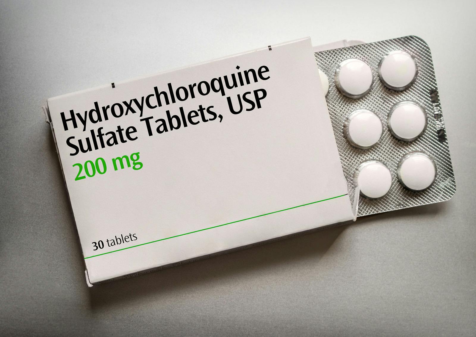 Box of Hydroxychloroquine Tablets (artistic rendering) &#8211; Possible treatment for Coronavirus Covid-19
