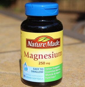 bottle of magnesium pills