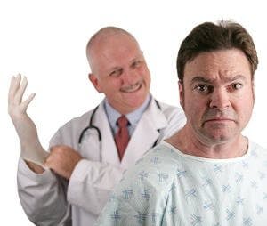 Doctor prepares for a prostate exam
