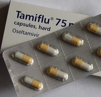 Tamiflu box and capsules for protecting yourself from the flu