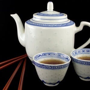 teapot with two small cups