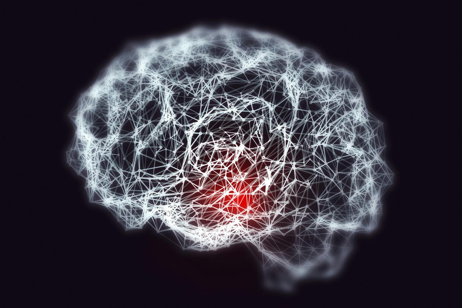 Dementia and Alzheimer&#8217;s disease medical concept, 3D illustration. Memory loss, brain aging. Conceptual image showing blurred brain with loss of neuronal networks
