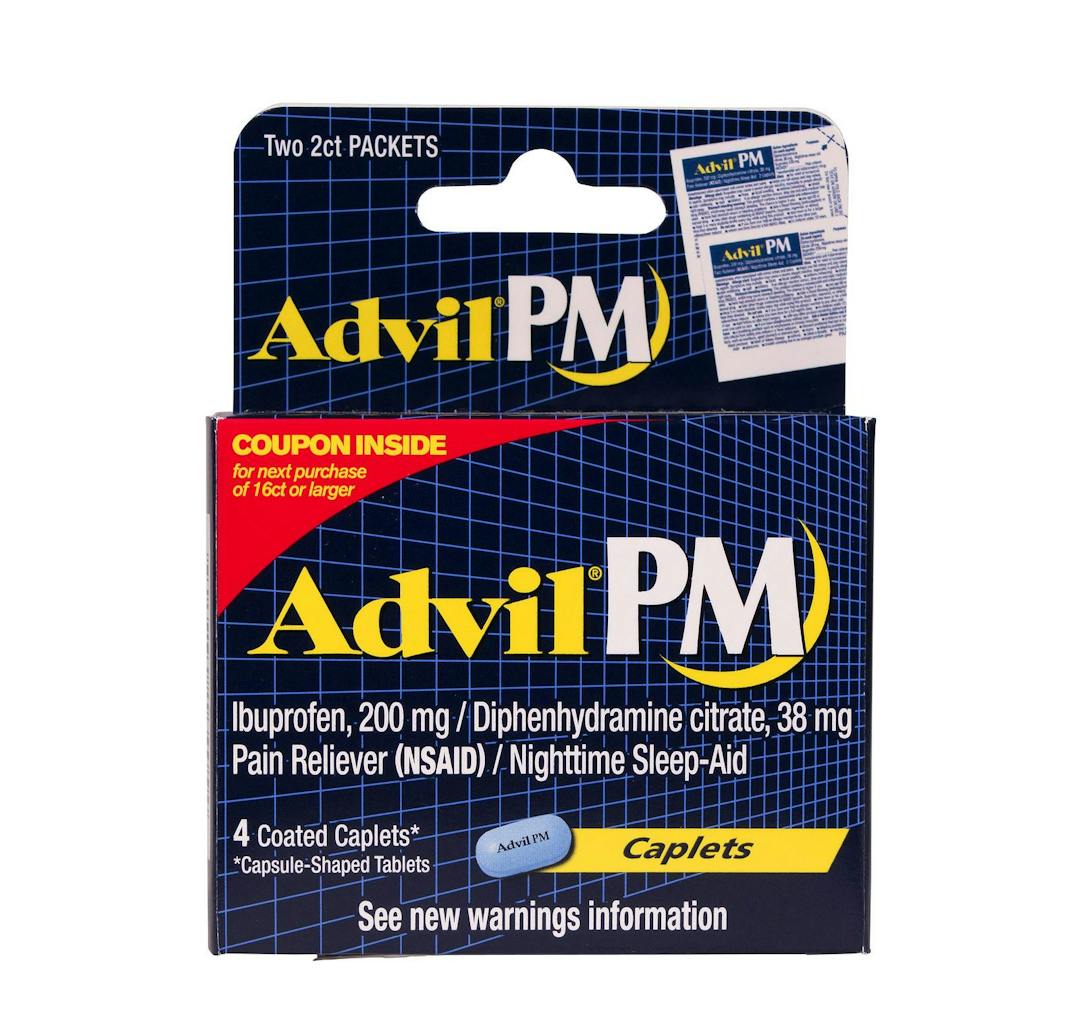 RIVER FALLS,WISCONSIN-JULY 17,2014: A box of Advil PM pain reliever. This product is distributed by Wyeth Consumer Healthcare.
