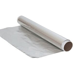 Single roll of metallic foil for cooking on white

