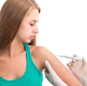 Woman getting flu shot
