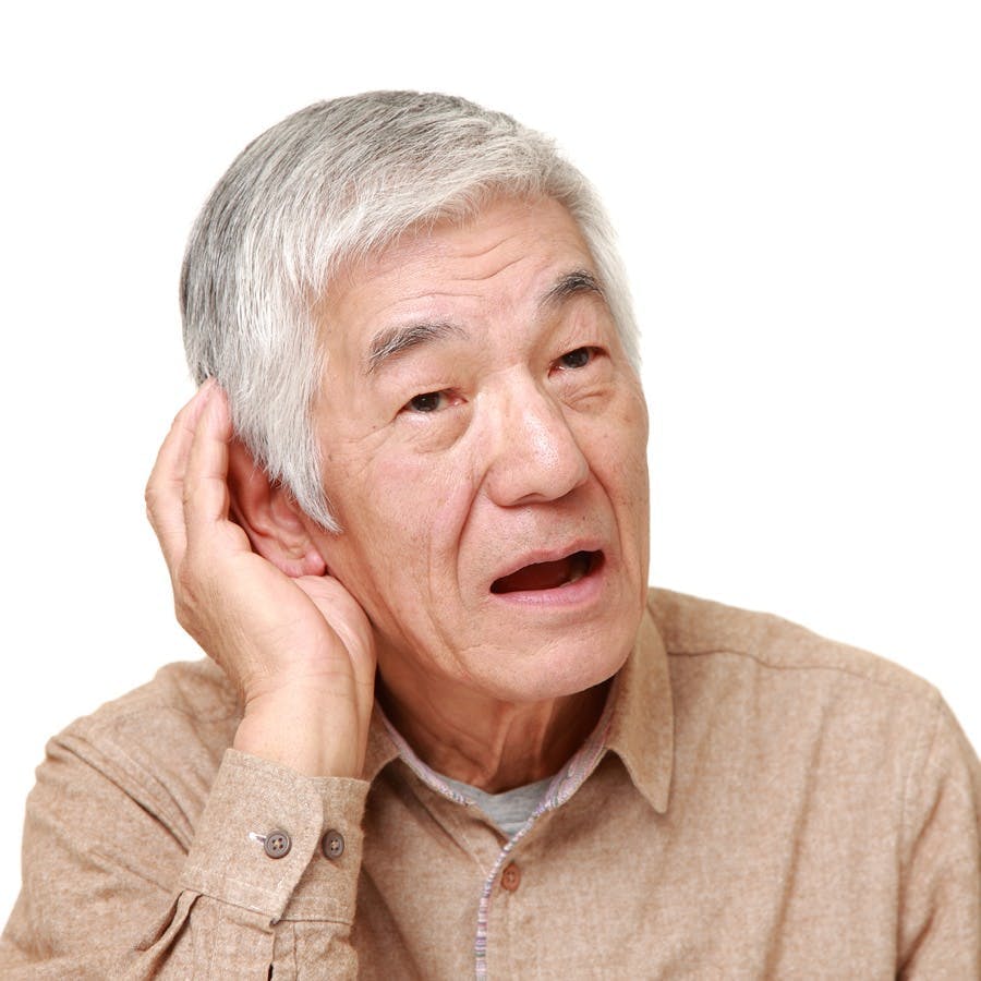 Portrait of Hearing impaired senior Japanese man
