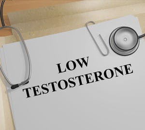 Render illustration of Low Testosterone title on medical documents
