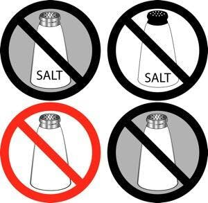 Vector Illustration of four no salt signs.

