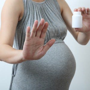 Pregnant woman do not take medicine, Pregnancy healthy concept
