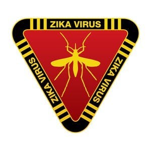 A red yellow and black sign warning against mosquitoes and the Zika Virus. Vector EPS 10 available.
