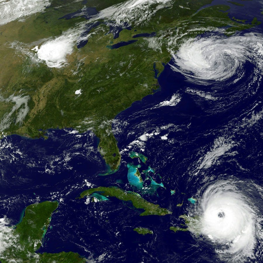Hurricane Maria and Tropical Storm Jose &#8211; satellite image. Elements of this image are furnished by NASA
