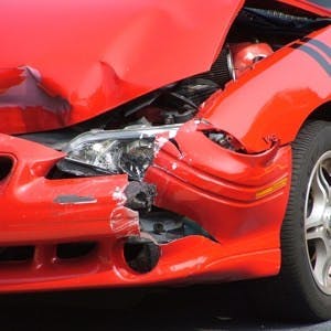 Accident damage on a car
